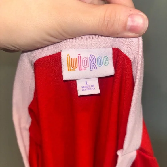 LulaRoe Red & Pink Short Sleeve “Kind People” Slogan T-Shirt - L - Picture 5 of 6